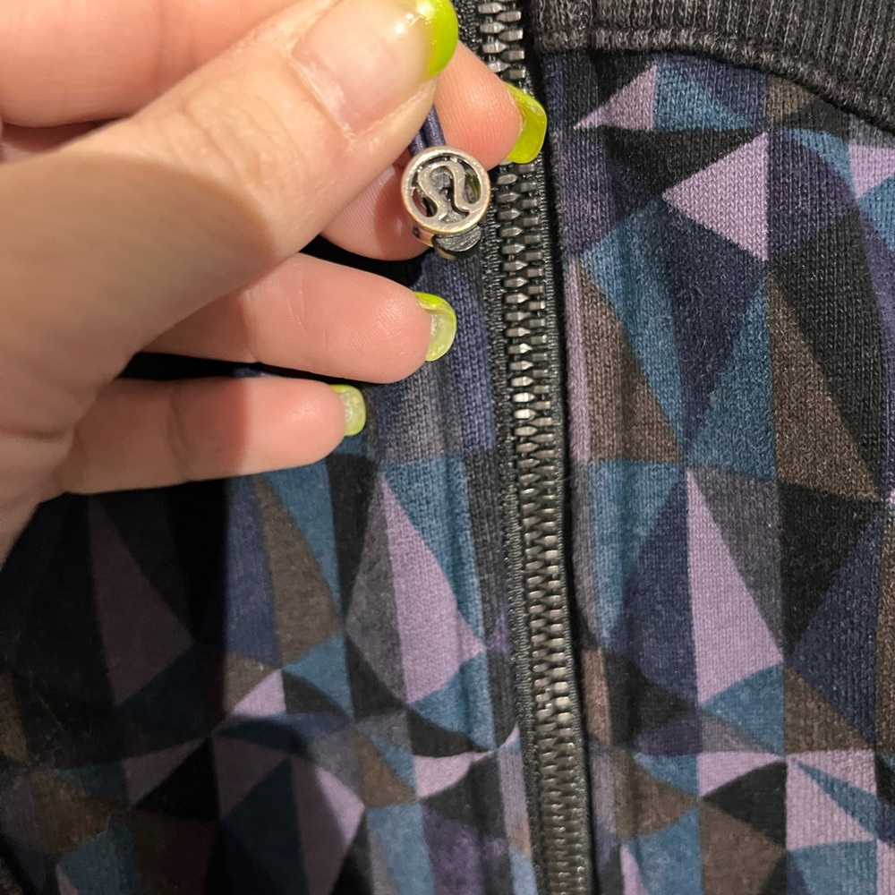 lululemon athletica Black & Purple Geometric Hooded zip up sweater - Picture 3 of 8